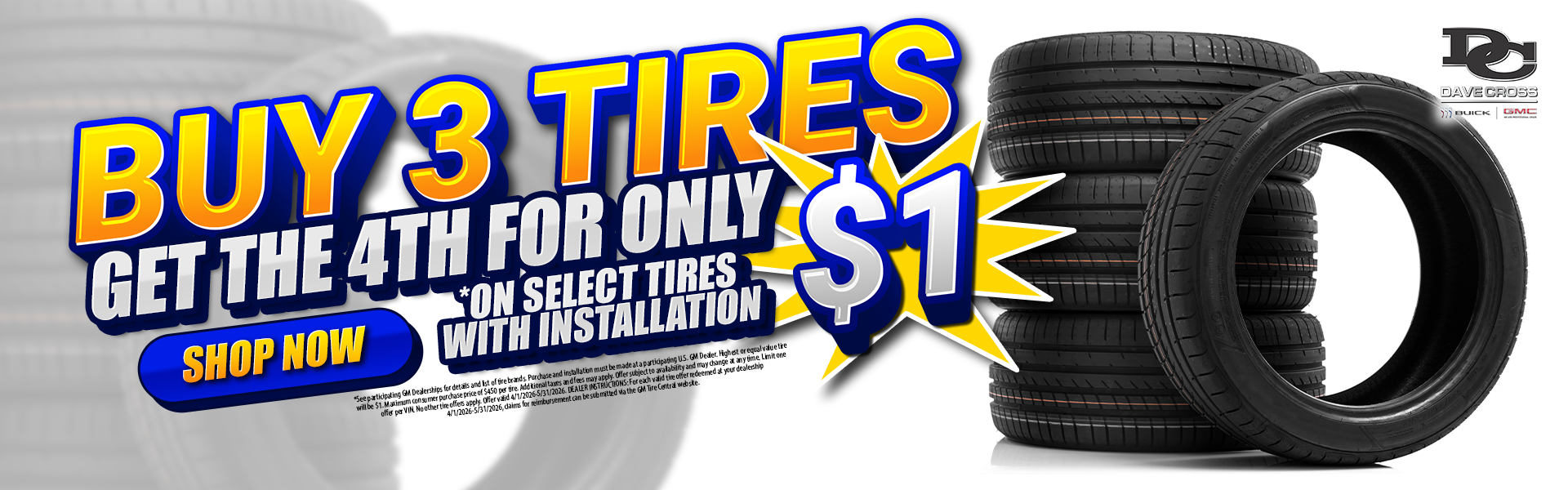 Buy 3 Tires, Get the 4th for Only $1